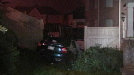 Car slams in to swimming pool