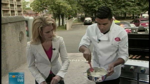 Nicola Jones and chef Devan Rejkumanr, Morning Live, June 18, 2013