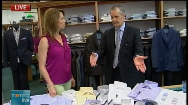 Lesley Stewart with men's clothier Gerry Lush, Morning Live, June 24, 2013