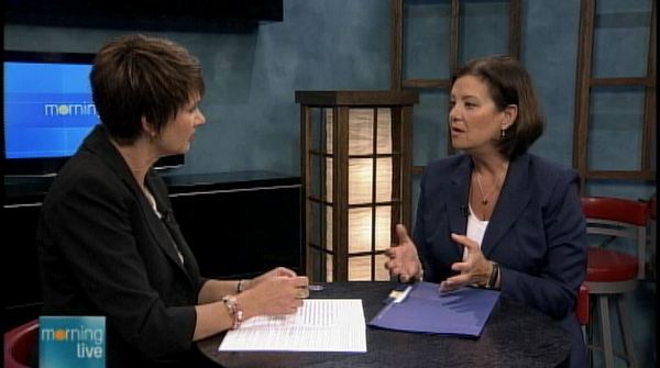 Marie Bountrogianni (r) with Annette Hamm on Morning Live, June 25, 2013