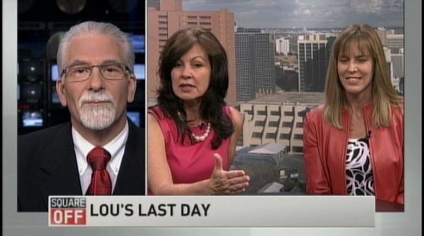 Donna Skelly and Lorraine Sommerfeld stop by Square Off to say farewell to Lawrence Diskin; August 16, 2013