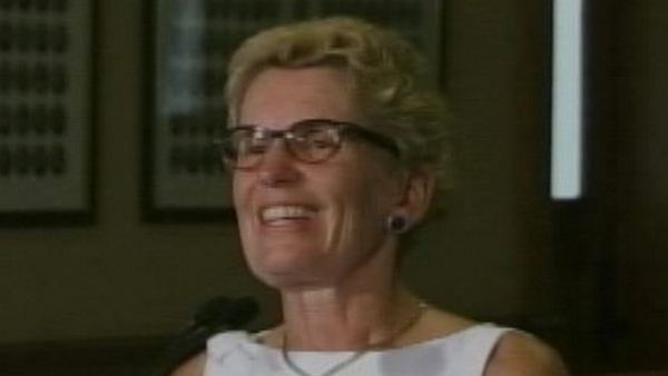 Kathleen Wynne at a scrum, Queen's Park, August 28, 2013