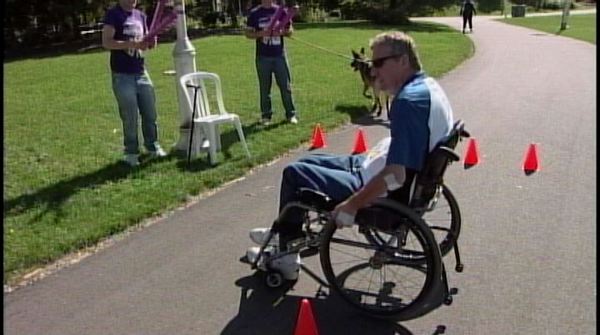 Wheelchair relay at Pier 4 Park