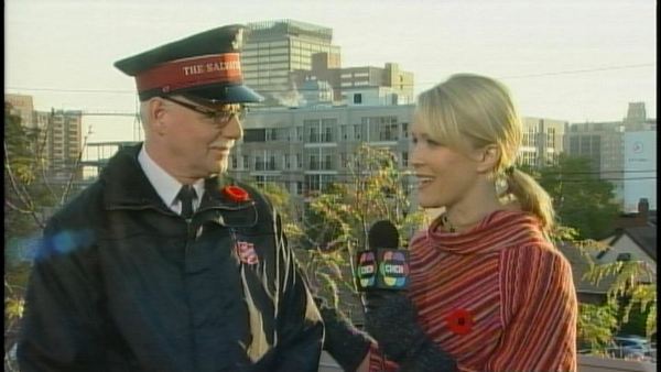 Dan Miller of the Salvation Army with Nicola Jones; Morning Live, November 5, 2013