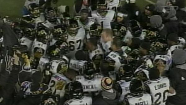 The Hamilton Tiger-Cats before playing the 101st Grey Cup; Regina, November 24, 2013 (TSN screen grab)