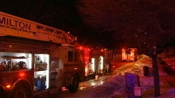 Fire trucks on Hadeland Ave, Hamilton, December 16, 2013