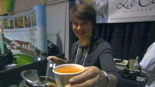 Annette Hamm serves at Soupfest, January 28, 2014