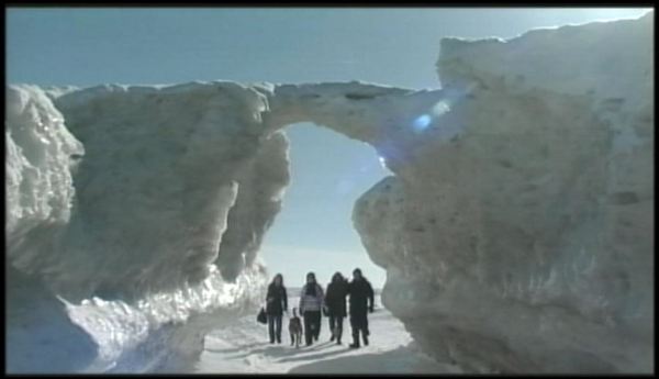 Wintry weather creates caves off Crystal Beach