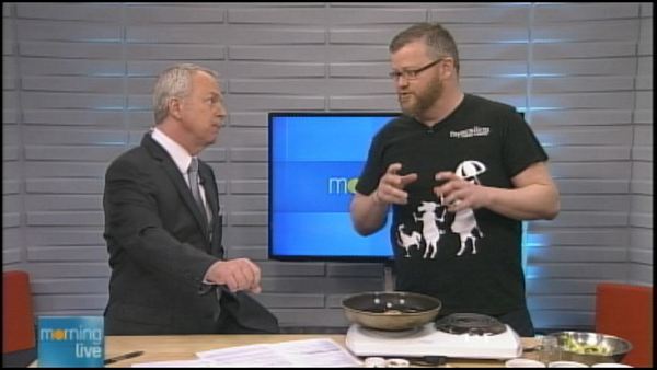 Bob Cowan with chef Matt Kershaw; Morning Live, March 12, 2014