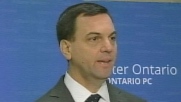 Ontario PC leader Tim Hudak announces a series of strategic provincial budget leaks; Queen's Park, April 1, 2014