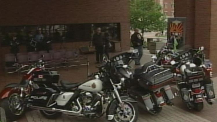 Motorcycles at the Telus Motorcycle Ride For Dad launch, Hamilton, May 22, 2014