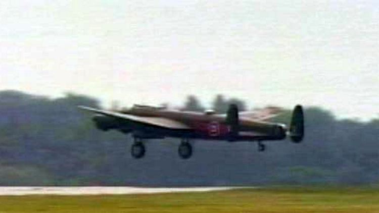 The Lancaster takes off from Hamilton International Airport, August 5, 2014