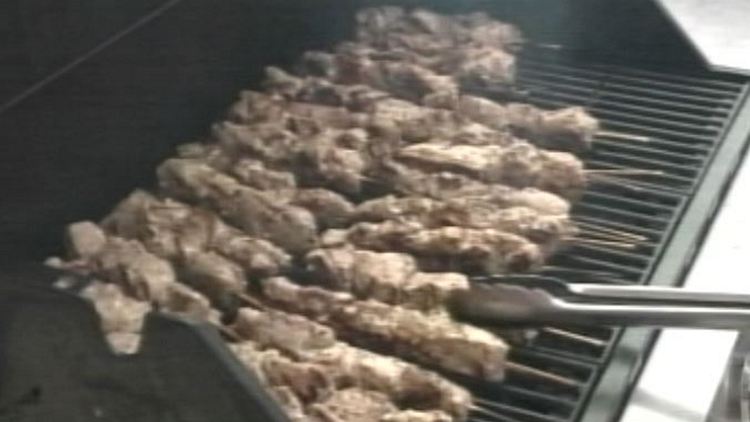 Kebabs on the barbeque at Hamilton Greek Fest; August 15, 2014