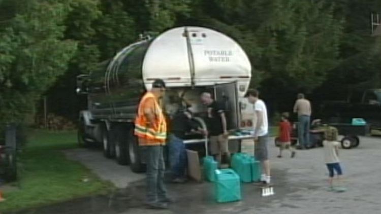 Lynden residents fill up with water at a local fire hall