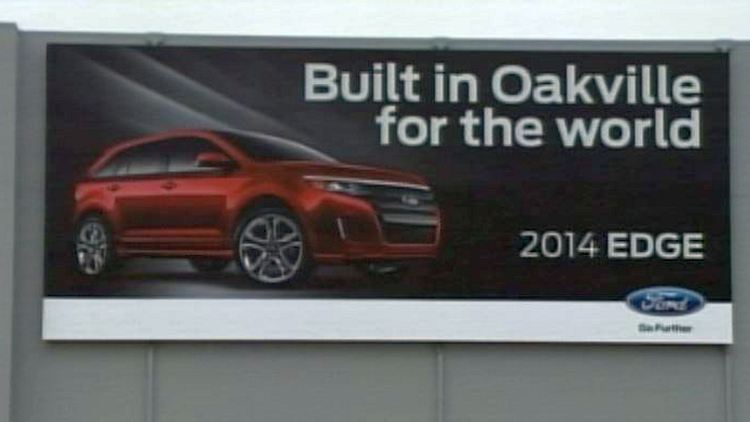 Ford Edge poster at Oakville Assembly Plant; October 1, 2014