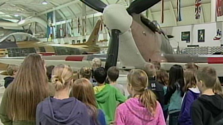 Students from Onondaga Brant Public School at the Canadian Warplane Heritage Museum; Mount Hope, November 4, 2014