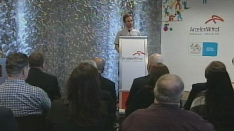 Hamilton-born Olympian Reid Coolsaet at the Pan Am cauldron announcement; November 14, 2014