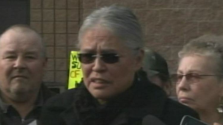 Six Nations Chief Ava Hill reacts to the judge's decision; Brantford, November 14, 2014