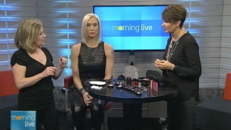 M·A·C Cosmetics senior artist Jane McKay with model & Annette Hamm on Morning Live, November 14, 2014