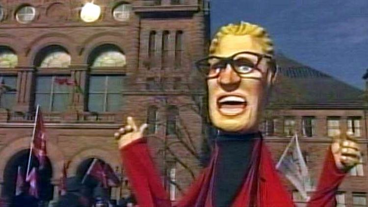 Paper-mache effigy of Kathleen Wynne; Queen's Park, November 21, 2014