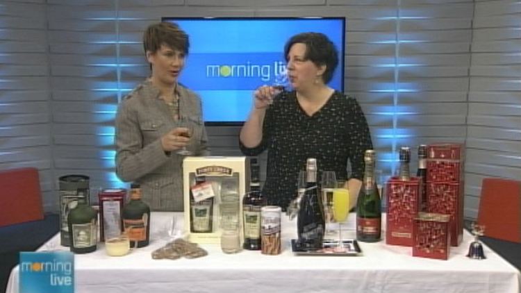 Annette Hamm and Sylvia Giardino sample spirits on Morning Live, December 12, 2014