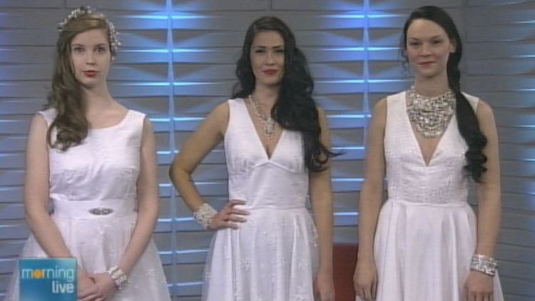 Models wearing bridal designs from Blackbird Studios; Morning Live, January 7, 2015