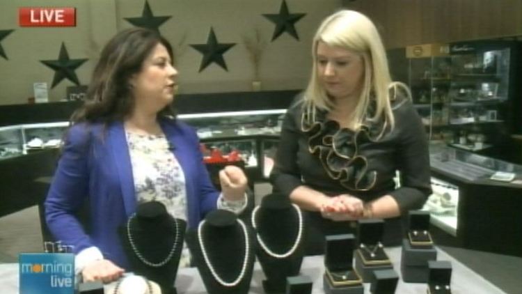 Lori DeAngelis with Sandra Karan of Kavar Jewellers; Morning Live, February 9, 2015