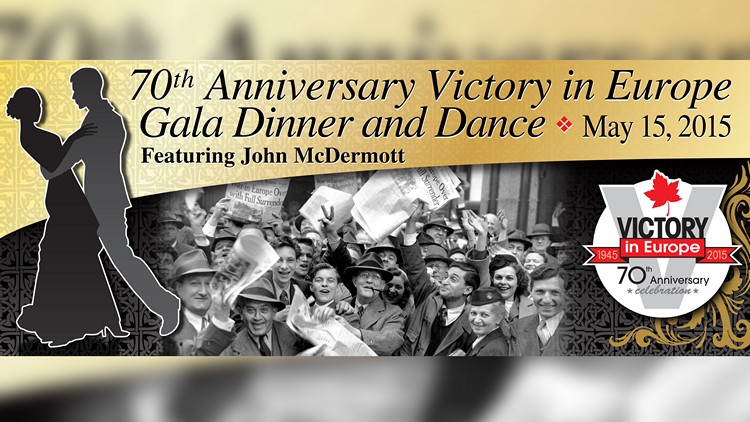 Poster for Canadian Warplane Heritage Museum's VE Day 70th anniversary gala