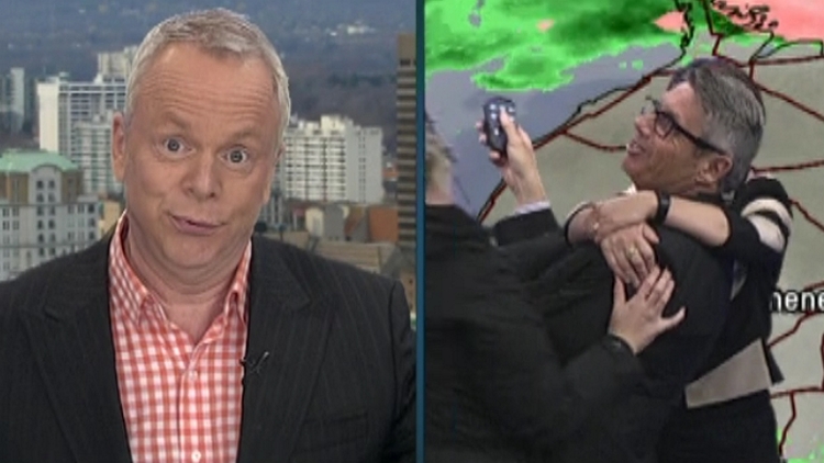 Bob Cowan (l); Matt Hayes (r) getting ambused; News Now Midday, April 9, 2015