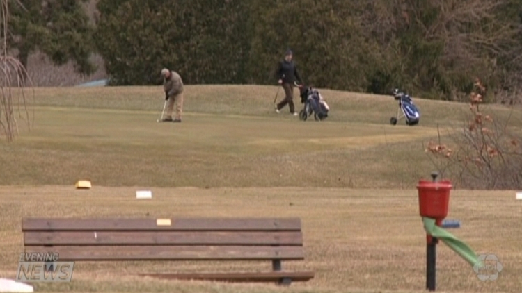 Golfers at Tyandaga Golf Course; Burlington, April 11, 2015