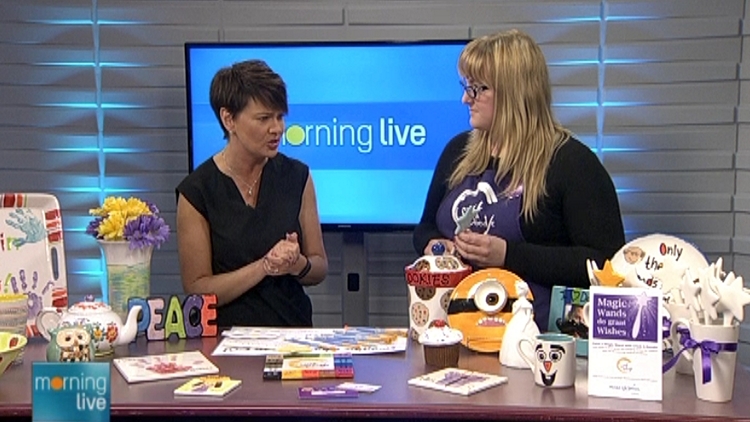 Annette Hamm with Shailen Brennan of Crock A Doodle; Morning Live, April 17, 2015