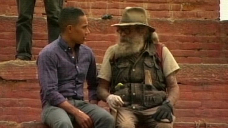 NBC reporter Miguel Almaguer with Ross Prince of Hamilton in Kathmandu, Nepal, April 28, 2015