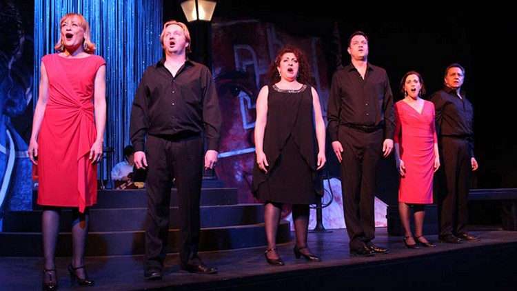 Cast of Players Guild of Hamilton production of Jacques Brel is Alive and Living in Paris