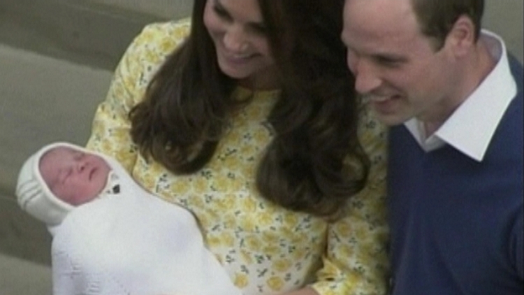 The Duke and Duchess of Cambridge show off their daughter; London, May 2, 2015