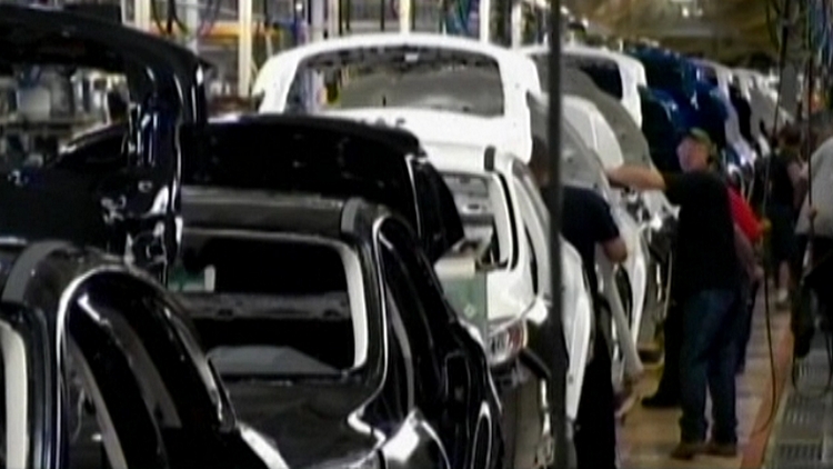 Archive image of an auto assembly line