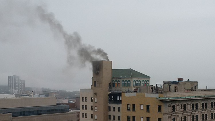 Fire on the roof of Hamilton's Royal Connaught, May 11, 2015 (Source: Chris Melowsky)