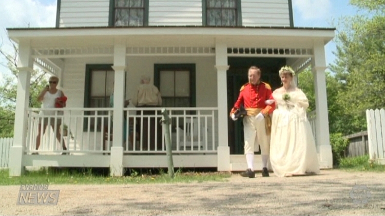 Staff in Victorian-era costumes at Westfield Heritage Village; Rockton, May 18, 2015