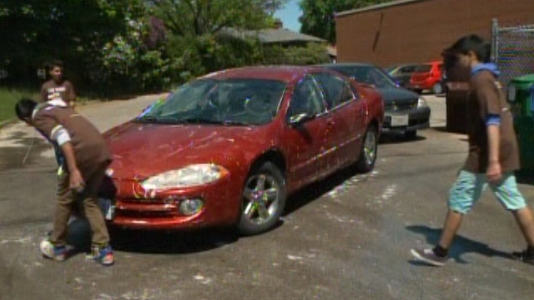 Students at Milton District High School was cars to help Nepal quake victims; May 20, 2015