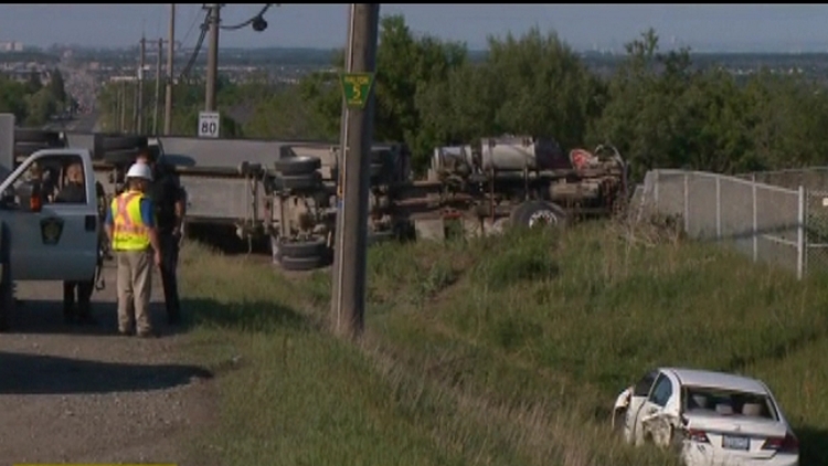 Gravel truck spill