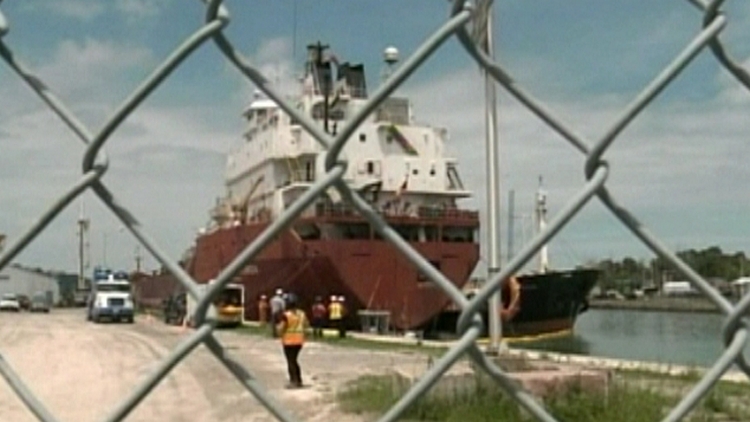 A ship where a fuel spill occurred; Welland Canal, June 18, 2015