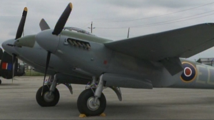 A mosquito, one of the vintage war planes on display at SkyFest; Canadian Warplane Heritage Museum; June 19, 2015