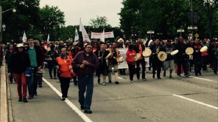 Residential School survivors walk in Ottawa