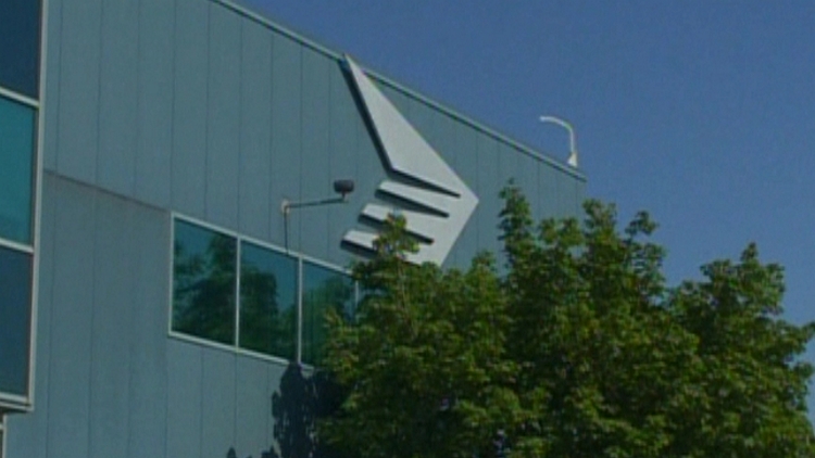 Canada Post logo at the Stoney Creek sorting plant; July 28, 2015