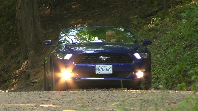 Bob Cowan driving a Ford Mustang EcoBoost premium convertible; Morning Live, September 4, 2015