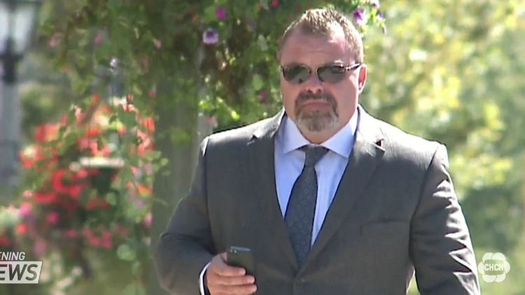 Niagara Regional Police Constable Scott Heron outside the Welland Courthouse, September 14, 2015