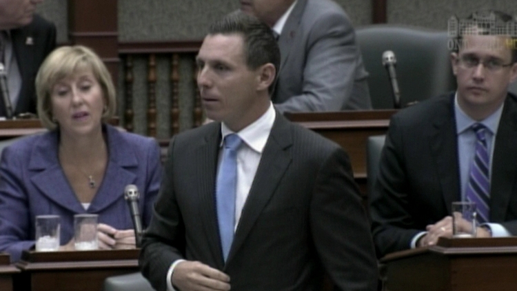 New Ontario PC leader Patrick Brown in his first Question Period; Queen's Park, September 14, 2015