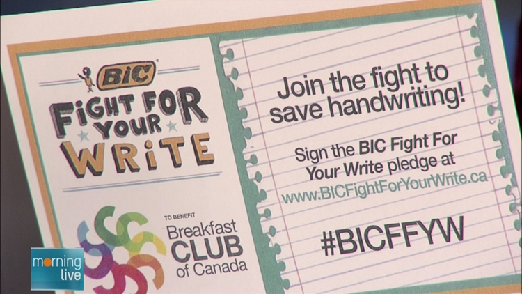 BIC Fight for your Write campaign poster; Morning Live, September 15, 2015