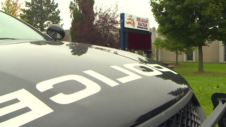 A Hamilton Police cruiser outside MacNab Secondary School, October 6, 2015