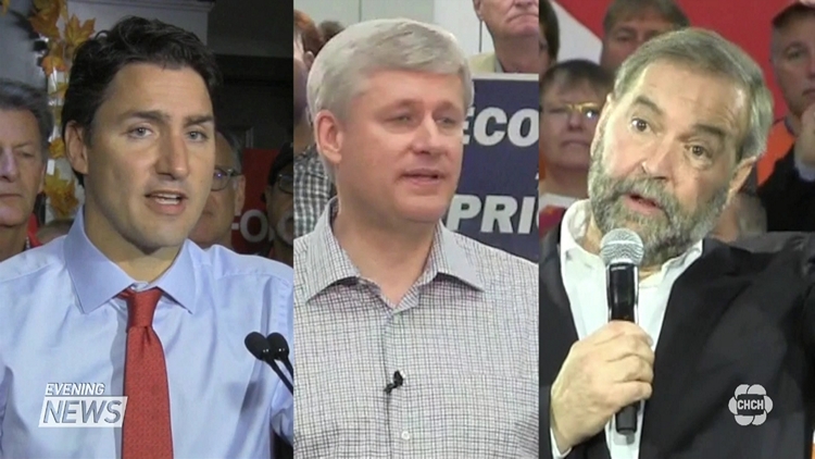 Montage with Justin Trudeau, Stephen Harper & Tom Mulcair