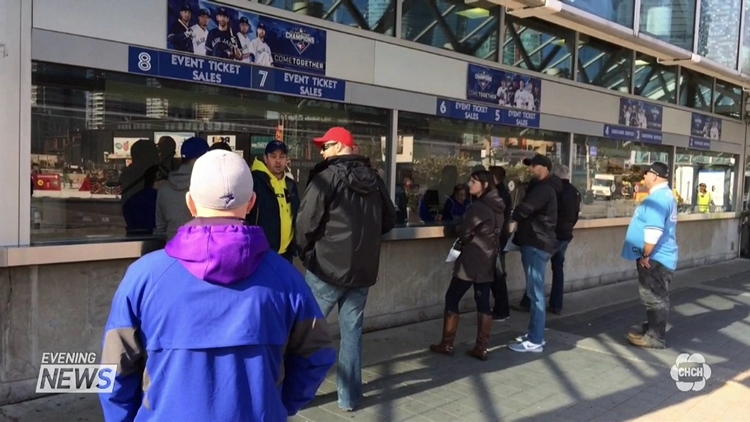 Blue Jays fans outside Rogers Centre; Toronto, October 19, 2015